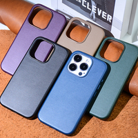 DL sélection officielle des couleurs matériau dégradable couverture arrière PU NAPPA cuir téléphone funda Animation magnétique pour iPhone 15plus