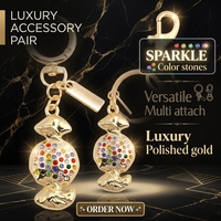 Porte-clés de luxe en strass, en métal doré, avec cristaux colorés, breloque pour sac à main, sac à dos, bijou, cadeau
