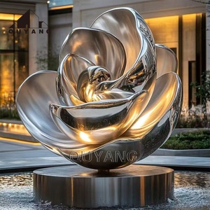 Escultura de Flor de <span class=keywords><strong>Loto</strong></span> de Acero Inoxidable Moderna y Lujosa para Decoración de Jardín y Villa, Estatua de Arte Metálico Pulido a Espejo - Product Image 5