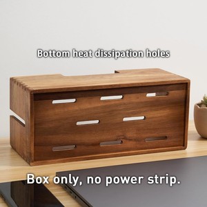 Caja de gestión de cables de madera, organizador de escritorio rectangular, almacenamiento para regleta de enchufes, con cubierta - Product Image 2