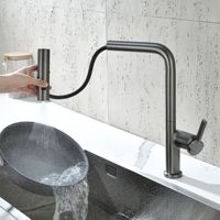 Évier de cuisine contemporain tout en cuivre, bac à légumes, robinet d'évier de buanderie extractible et rotatif, multifonctionnel pour la maison