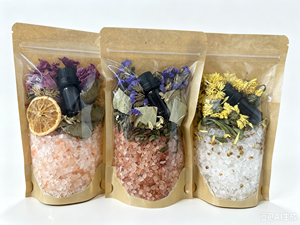 Ensemble de sel de bain aux fleurs séchées et huiles essentielles naturelles Brineblum, produit de bain relaxant pour le corps, spa à domicile mains libres, tube de neige - Product Image 2