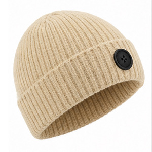 High Quality 100% <b>Wool</b> Custom Logo Button Decoration Latest Style New Arrival Adults <b>Beanie</b> Caps - Product Image 5