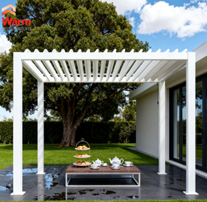 Pantalla enrollable eléctrica de aluminio de lujo de gama alta, cenador moderno ecológico, pérgola de patio privado personalizable, pared LED