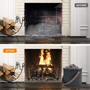 Cubo de Cenizas para <span class=keywords><strong>Chimenea</strong></span>, de Metal, Grande, con Tapa y Pala, para Estufa de Leña - Product Image 5