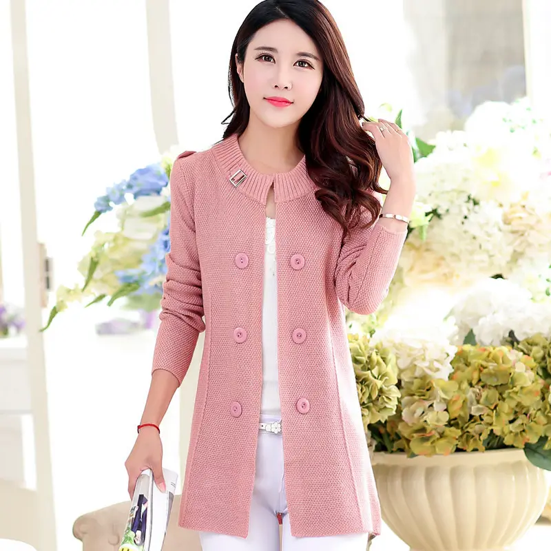 2023 New Fashion Women Single Breasted Knit Sweaters Ladies Winter Sweater