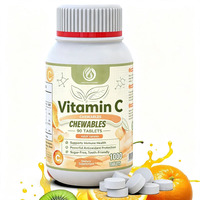 Tableta Masticable de Vitamina C de 1000 mg, Sin Azúcar, Antioxidante, Suplemento para el Apoyo Inmunológico y Blanqueamiento de la Piel, OEM ODM