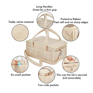 Nouveau Design Teddy <span class=keywords><strong>Sherpa</strong></span> Diaper Caddy Plusieurs Compartiments Caddy Organisateur pour Table à <span class=keywords><strong>Langer</strong></span> Pépinière Avec Couvercle - Product Image 6
