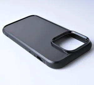 定制木质/皮革/玻璃双槽黑色手机套，用于粘贴内衬