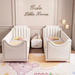 Letto singolo in legno massello JINS con bordo imbottito, grande, con sponda di protezione per bambini, <span class=keywords><strong>lettino</strong></span> per neonati e bambini piccoli, combinabile - Product Image 1