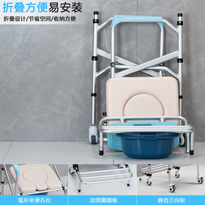 Aluminum Alloy <b>Commode</b> Chair Folding <b>Portable</b> With Wheels For Elderly And Disabled Hospital Use - Product Image 2