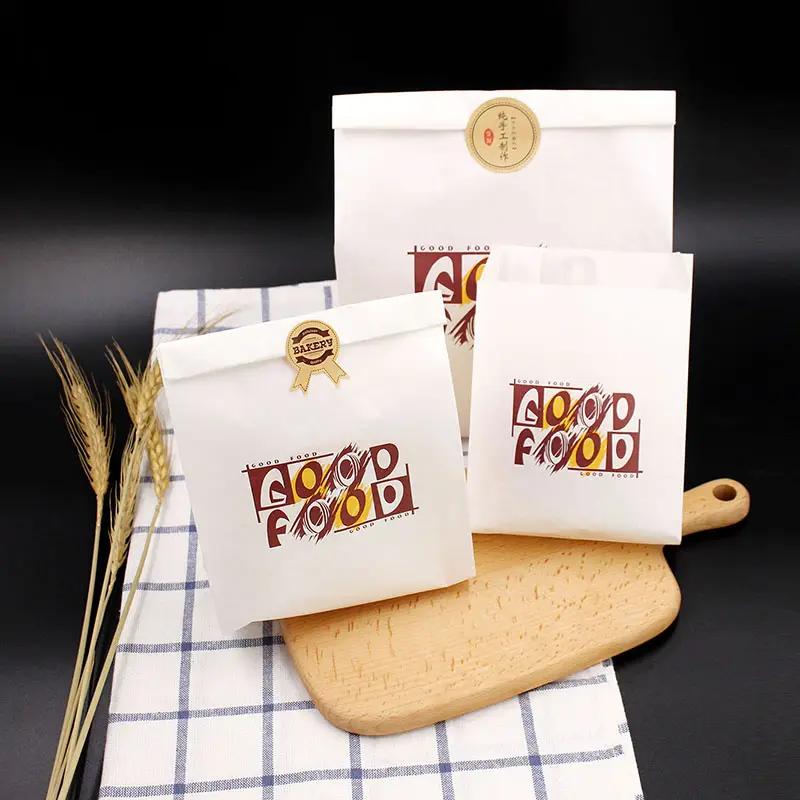カスタムパッケージクラフトパンバッグホワイトケーキバゲットクロワッサンボックスパン食品グレードの紙袋