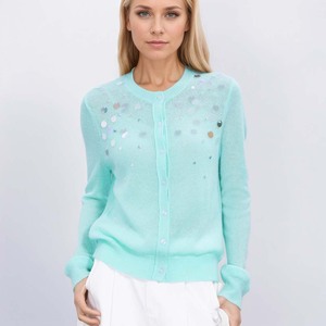 Service personnalisé Cardigans pour femmes en alpaga/laine <span class=keywords><strong>Pull</strong></span> en tricot de luxe respirant et brillant pour femmes avec paillettes - Product Image 3