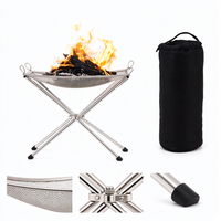 Brasero pliant portable en acier inoxydable pour bois et charbon de bois, idéal pour le camping, le barbecue et la cuisson en extérieur