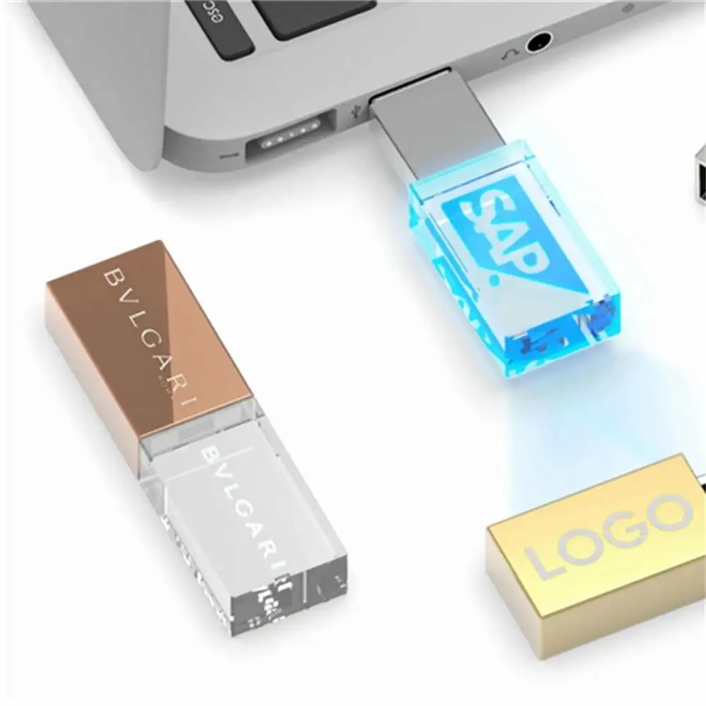 Custom Logo Crystal USB Flash Drive Stick 4gb 8gb 16gb 32gb 64gb Memory Pen Drive USB Pendrive