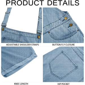 2025 <b>Men's</b> Denim Shorts Bib Overall Jean <b>Romper</b> Casual Loose Fit Walkshort Button Pockets Summer Jumpersuit Y2K Style Print - Product Image 5