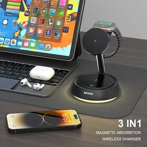 Wireless Charging Station 3 In 1 Wireless Charger Stand Fast Wireless Charging Dock For IPhone Apple Watch Airpods Night Light