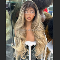 Perruque synthétique Lace Front Body Wave de 32 pouces, 13x4, transparente, sans colle, base en soie, ligne de cheveux naturelle, résistante à la chaleur