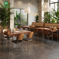 Nouvelle arrivée, table et chaises de café en bois et métal, style moderne minimaliste, écologique, robuste et durable, pour restaurants commerciaux, cafés