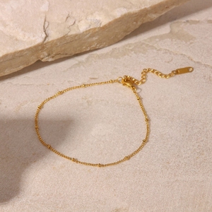 New Trendy Jewelry Non Tarnish 18K Gold Plated Stainless Steel Bead <b>Chain</b> Women's Fashion Anklet Wholesale - Product Image 4