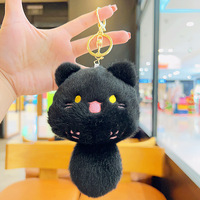Porte-clés en peluche personnalisés en forme de chaton rose mignon, vente en gros