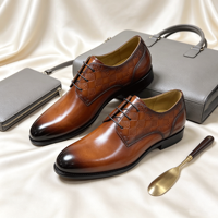 Chaussures Oxford de luxe pour hommes en cuir véritable, chaussures de ville formelles faites à la main sur mesure en cuir marron pour affaires
