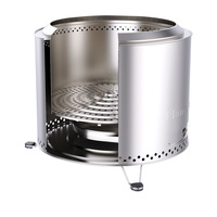 Brasero sans fumée en acier inoxydable de 19 pouces, poêle à combustion secondaire pour bois, foyer de camping portable