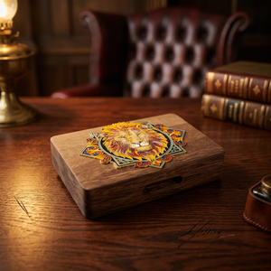 Humidor à cigares en bois de noyer de luxe avec émail cloisonné fait main, artisanat traditionnel, coffret cadeau de collection haut de gamme - Product Image 3