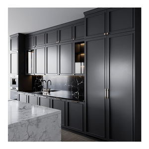 Modern Design Slim Frame American Shaker Style <strong>Black</strong> Lacquer Custom Kitchen <strong>Cabinets</strong> - Product Image 1