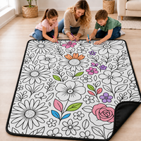 Couverture florale monochrome Daisy Rose Doodle avec motif à remplir, disponible en ODM, idéale pour studio d'artisanat, méditation ou comme cadeau.