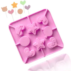 252 factory and stock lollipop mold hard candy 8 hole different heart and bowknot shape silicone chocolate mold resin food grade