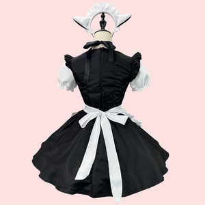 Lolita Maid Costume Black White Polyester Dress Anime Cosplay Outfit - Product Image 3