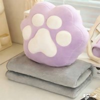 Coussins et oreillers OEM/ODM trois en un, coussin en forme de patte de chat, couverture et plaid, décoration intérieure, cadeaux pour enfants et filles