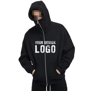 Sweat à capuche zippé pour homme High Street 360g Plus Fleece, style décontracté, épaules tombantes, couleur unie, veste à capuche zippée pour homme - Product Image 6