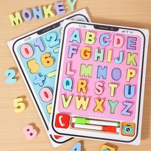 Caldo in legno Multi-funzione per bambini modello di telefono giocattolo Puzzle con alfabeto e riconoscimento dei numeri mano impugnatura bordo illuminazione - Product Image 2