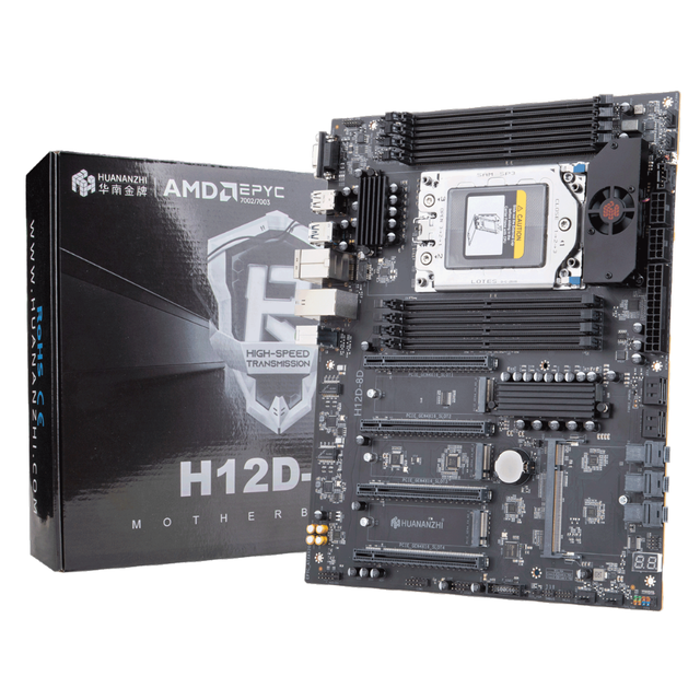 HUANANZHI H12D ATX Server Motherboard for EPYC 7002/7003 CPU, 8/16-Channel DDR4 Dual 2.5G IPMI AI Server Board