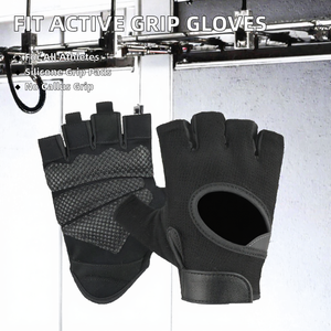 Gants de fitness noirs demi-doigts pour l'entraînement, la musculation, le cross-training, la protection contre les callosités - Product Image 2