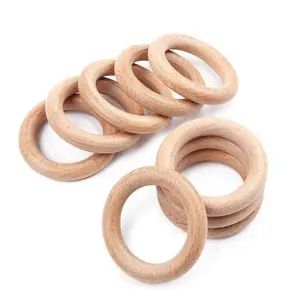 Anillos de Madera de 70 mm con Certificado CE, Círculos de Madera para Mordedores de Bebé, Fabricación de Collares, Bien Pulidos - Product Image 1
