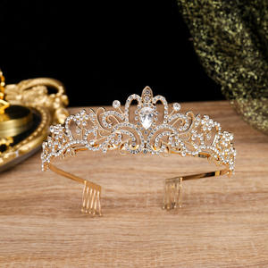 Vente en gros de cheveux de mariée cerceau alliage <span class=keywords><strong>diamant</strong></span> couronne cristal strass dames pince à cheveux pour mariage bal anniversaire couvre-chef accessoire - Product Image 3