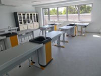 Table de Laboratoire Hexagonale pour Banc d'Essai de Chimie Physique Biologie Scolaire : Bureau et Chaise pour Élèves de Primaire et Collège