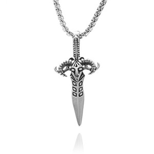 European American <b>Style</b> Titanium Steel Ram <b>Head</b> Sword Pendant Men's Stainless Steel Necklace 190194 - Product Image 4