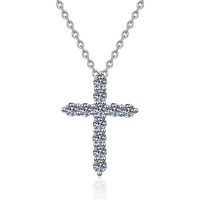 Pendentif en Moissanite VVS1 certifié GRA couleur D, en argent sterling S925, avec croix exquise, collier ajustable, vente en gros d'usine
