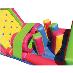 Parcours d'obstacles gonflable pour enfants arc-en-ciel commercial extérieur avec grand toboggan adapté aux locations gonflables - Product Image 3