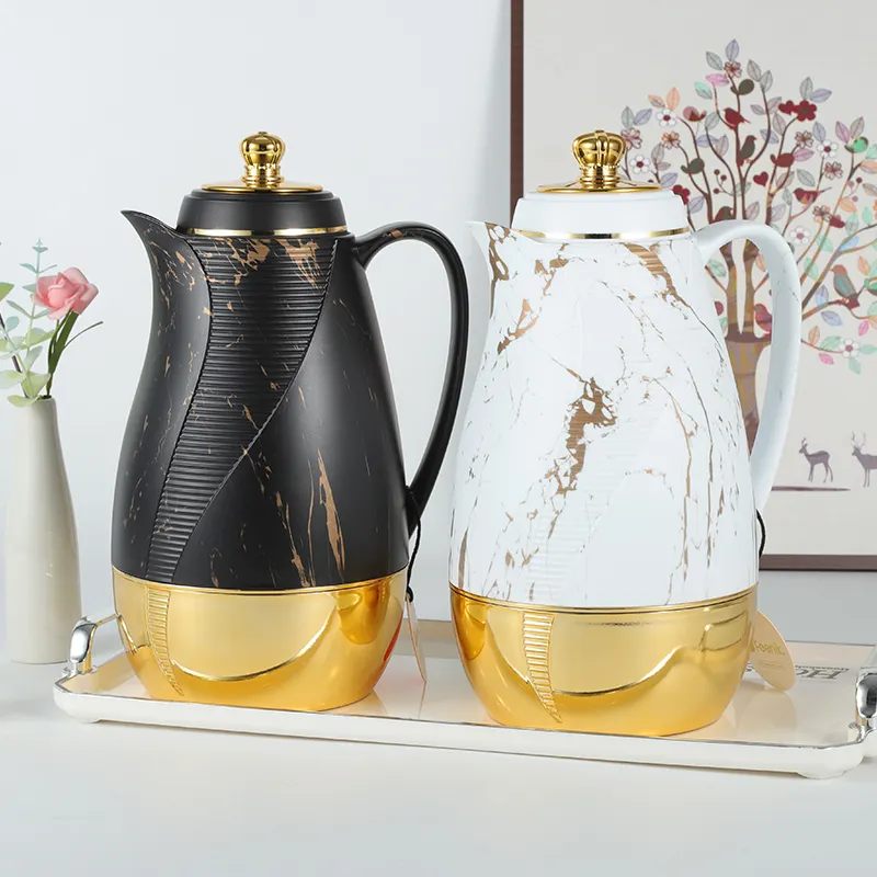 Sunlife Top Sale Gold Luxury 1.0L Árabe Dallah Coffee Pot Jarra térmica aislada al vacío