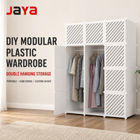Armoire modulaire en plastique JAYA DIY, armoire de rangement portable pour vêtements de chambre à coucher avec double tringle de suspension, organisateur en cubes, vente en gros