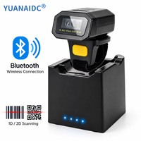 YUANAIDC Nouveauté Lecteur de code QR portable, petite bague à porter au doigt, scanner de code-barres 2D sans fil
