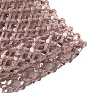 Commercio all'ingrosso Del Rhinestone di Stirata del Tessuto di Maglia Taglio Stretch Elastico Netto di Strass Maglia Per Scarpe Accessori di Abbigliamento