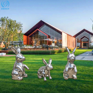 Stainless Steel Rabbit Sculpture Mirror Finish Outdoor Garden Decoration Animal Figurine Freestanding Lawn Ornament - Product Image 4