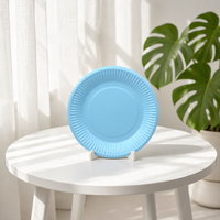 Assiettes jetables bleu lac, écologiques, biodégradables, vente en gros