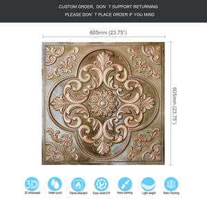 Panel de Techo de Estaño Prensado, Panel de Pared Interior con Relieve, para Bares Literarios PL88, Color <span class=keywords><strong>Oliva</strong></span> Antiguo Champán - Product Image 4